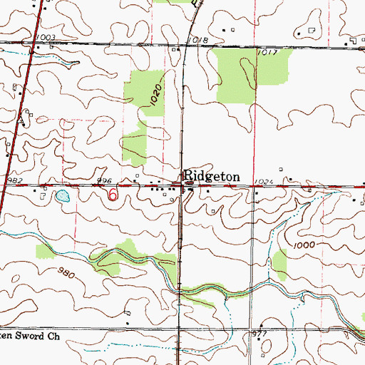 Topographic Map of Ridgeton, OH