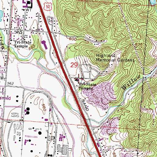 Topographic Map of Tri-State Temple, OH