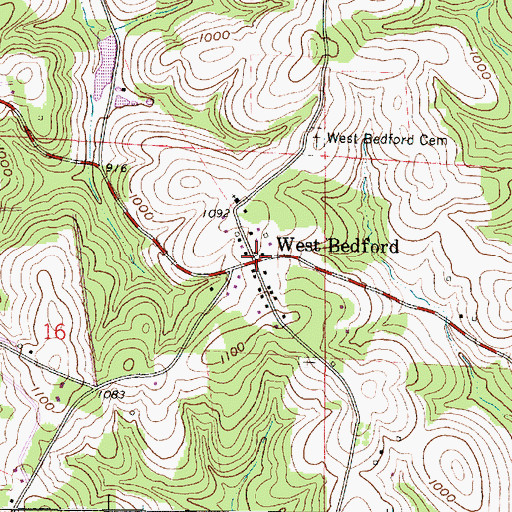 Topographic Map of West Bedford, OH