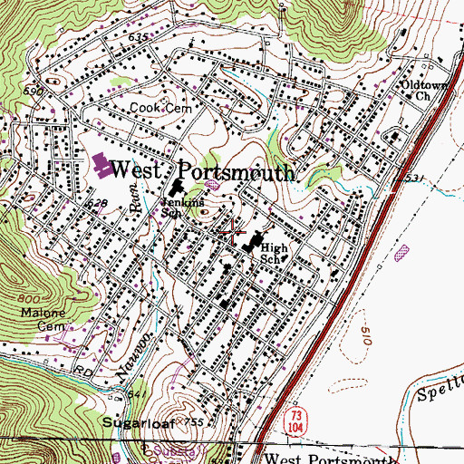 Topographic Map of West Portsmouth, OH