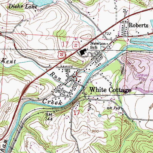 Topographic Map of White Cottage, OH
