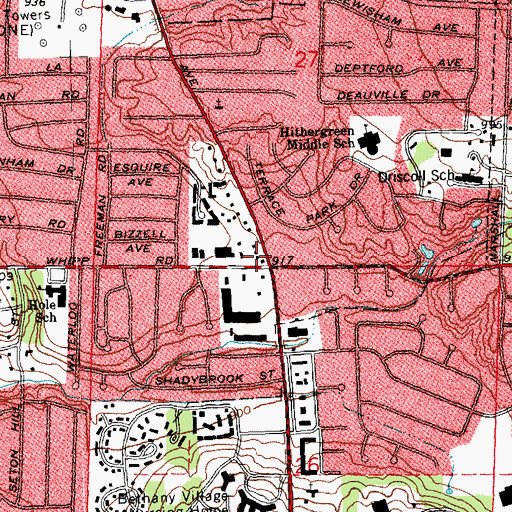Topographic Map of Woodbourne, OH