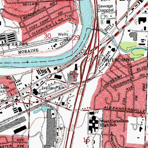 Topographic Map of Carrollton Plaza Shopping Center, OH