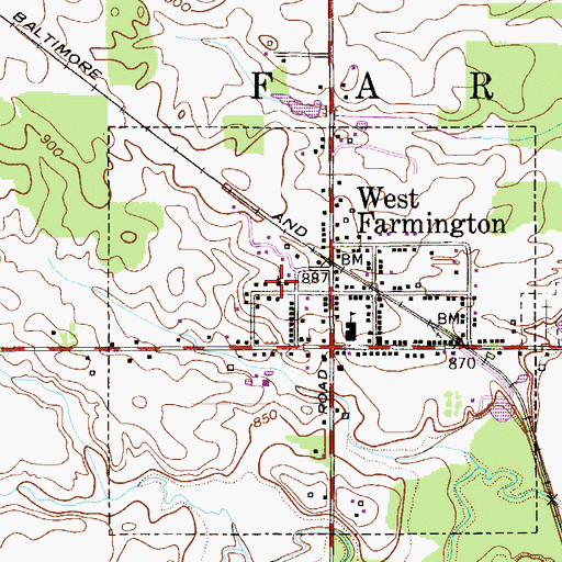 Topographic Map of West Farmington United Methodist Church, OH