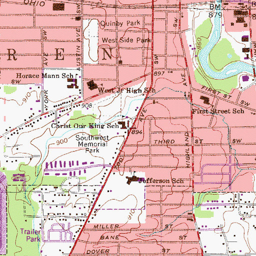 Topographic Map of Christ Our King Catholic Church, OH