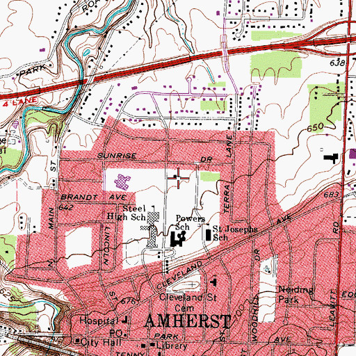 Topographic Map of Amherst Church of Christ, OH