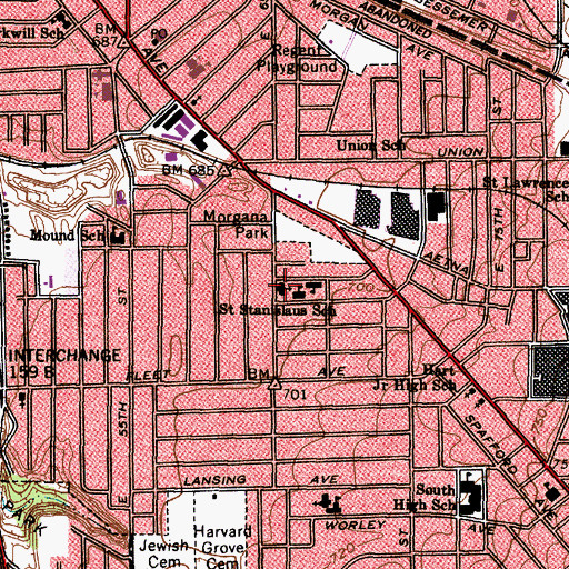 Topographic Map of Saint Stanislaus Catholic Church, OH