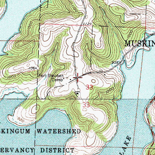 Topographic Map of Clendening (historical), OH