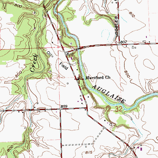Topographic Map of Hartford Christian Church, OH