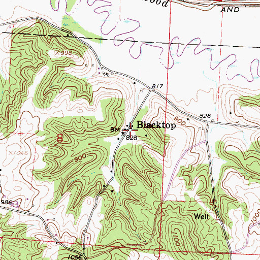 Topographic Map of Blacktop, OH