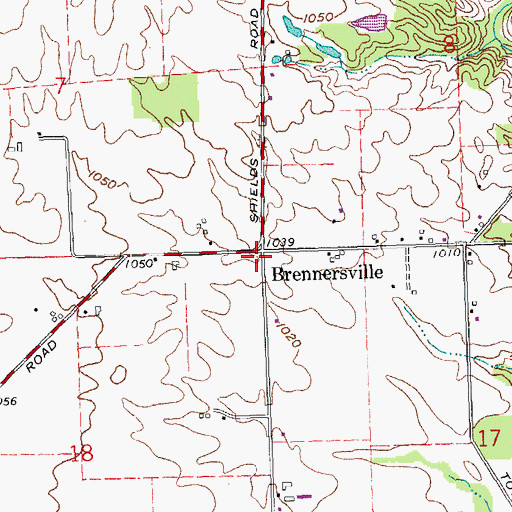 Topographic Map of Brennersville, OH