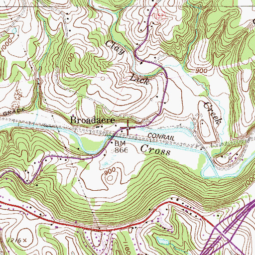 Topographic Map of Broadacre, OH