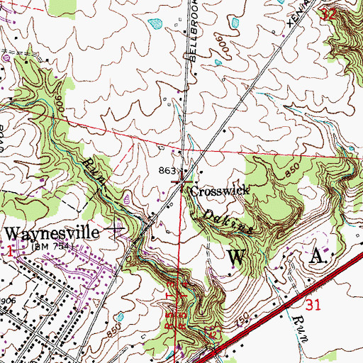 Topographic Map of Crosswick, OH