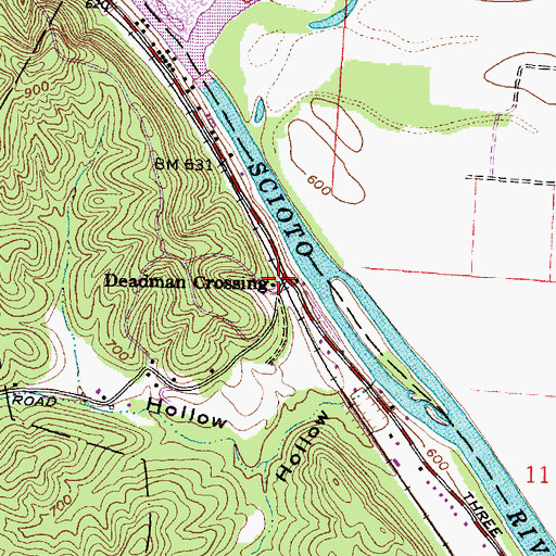 Topographic Map of Deadman Crossing, OH