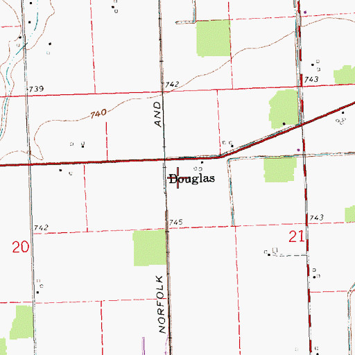 Topographic Map of Douglas, OH