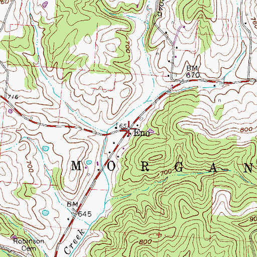 Topographic Map of Eno, OH