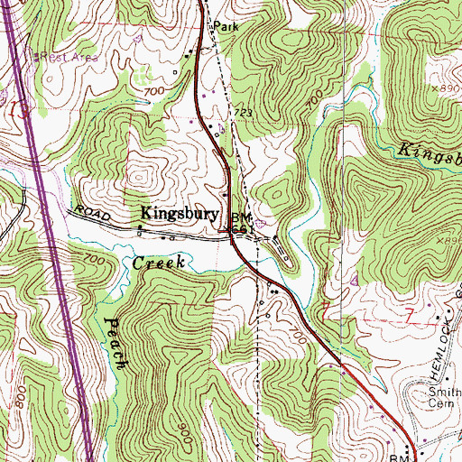 Topographic Map of Kingsbury, OH
