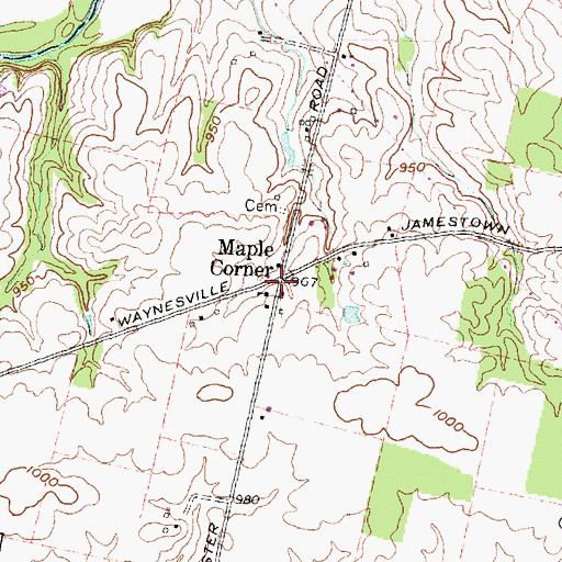 Topographic Map of Maple Corner, OH