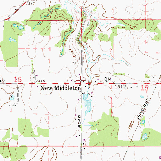 Topographic Map of New Middleton, OH