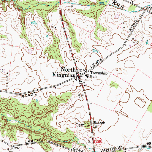 Topographic Map of North Kingman, OH