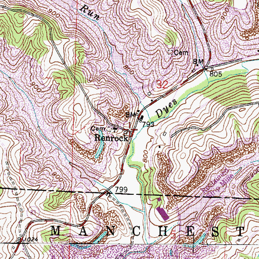 Topographic Map of Renrock, OH
