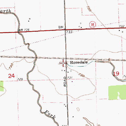 Topographic Map of Rosedale, OH