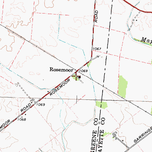 Topographic Map of Rosemoor, OH