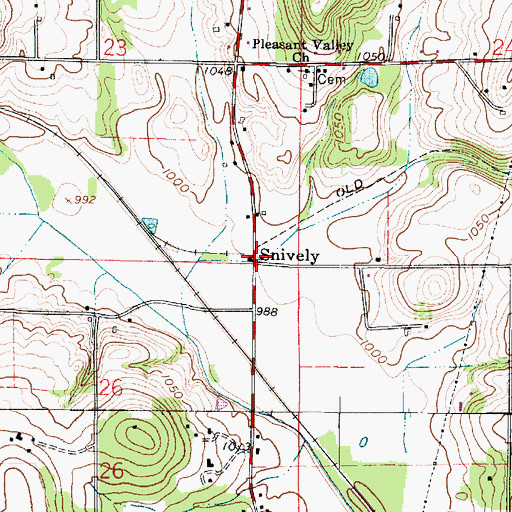 Topographic Map of Snively, OH