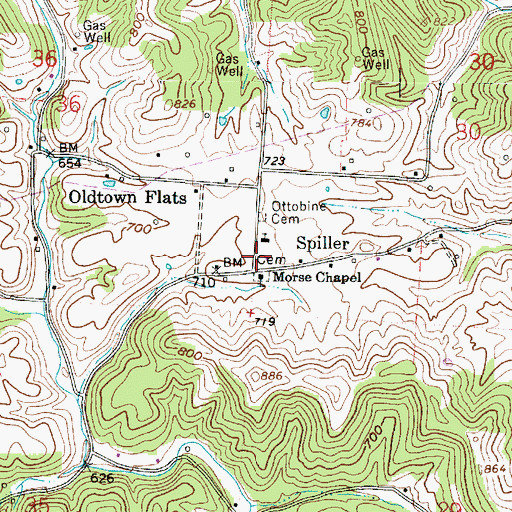 Topographic Map of Spiller, OH