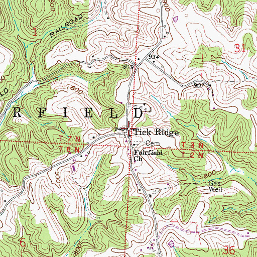 Topographic Map of Tick Ridge, OH