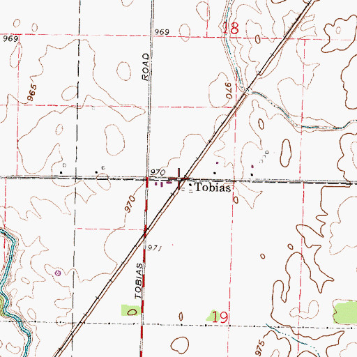 Topographic Map of Tobias, OH