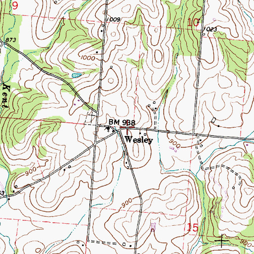 Topographic Map of Wesley, OH