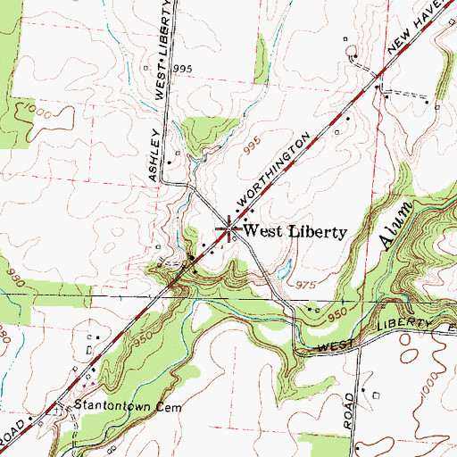 Topographic Map of West Liberty, OH