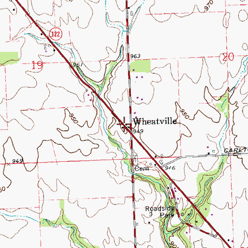 Topographic Map of Wheatville, OH