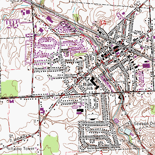 Topographic Map of Brookville Church of the Brethren, OH