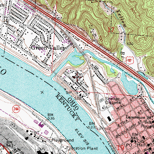 Topographic Map of Elm Street Church of the Nazarene, OH