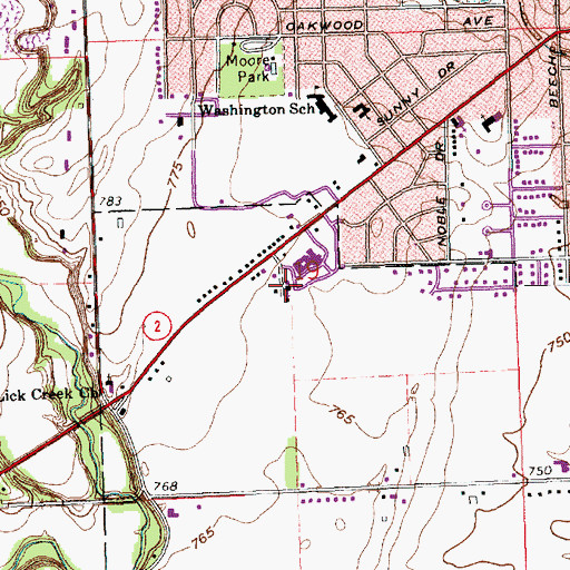 Topographic Map of First Assembly of God Church, OH