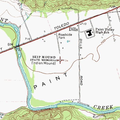 Topographic Map of Seip Mound, OH