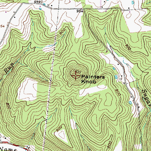 Topographic Map of Painters Knob, OH