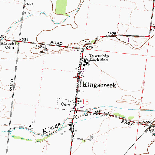 Topographic Map of Kingscreek United Methodist Church, OH