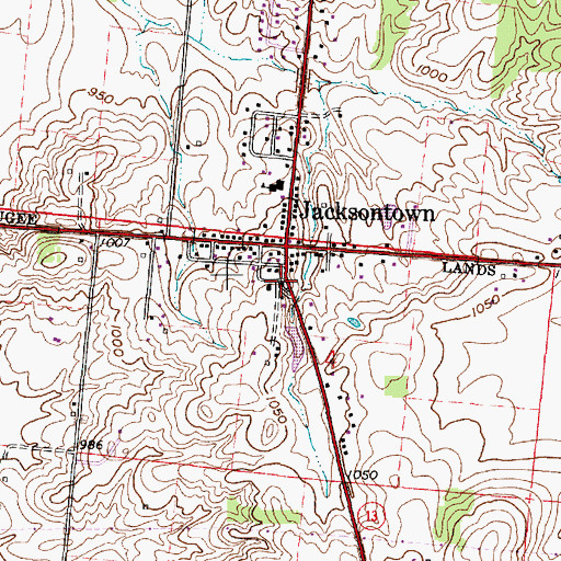 Topographic Map of Jacksontown United Methodist Church, OH