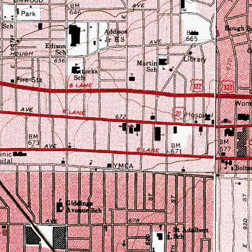 Topographic Map of Calvary Presbyterian Church, OH