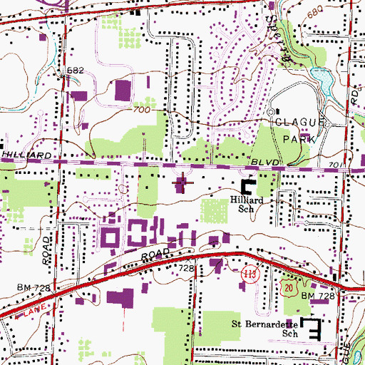 Topographic Map of Parkside Middle School, OH