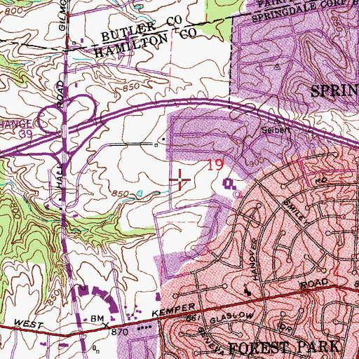 Topographic Map of Forestview Park, OH
