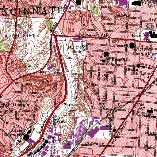 Topographic Map of Norwood Industrial Park, OH