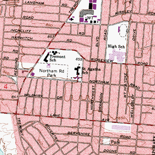 Topographic Map of Saint Agatha Catholic Church, OH