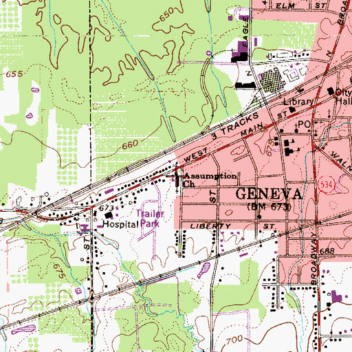 Topographic Map of Assumption Church, OH