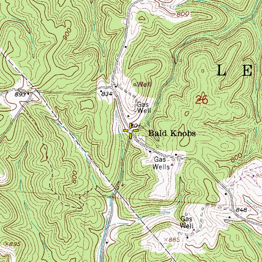 Topographic Map of Bald Knobs, OH