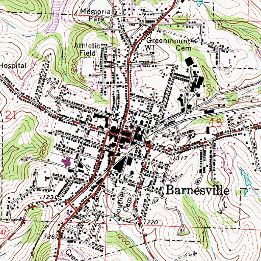 Topographic Map of Barnesville, OH