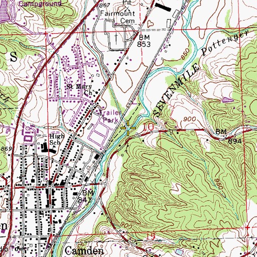 Topographic Map of Beasley Run, OH